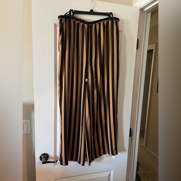 Topshop Black and Brown Striped Pants - Picture 1 of 5
